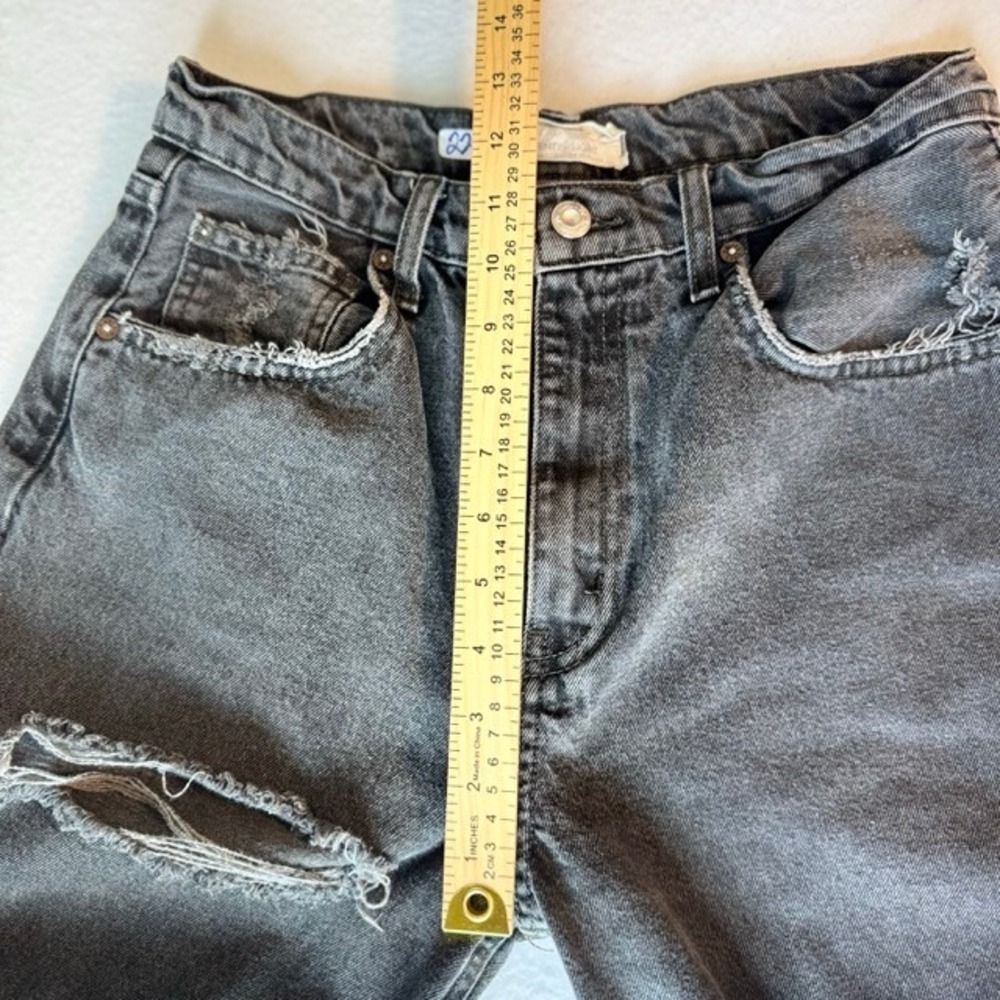 We The Free People Lita Distressed High Rise Straight Leg Jeans Black Sz 28 6 - Picture 8 of 15